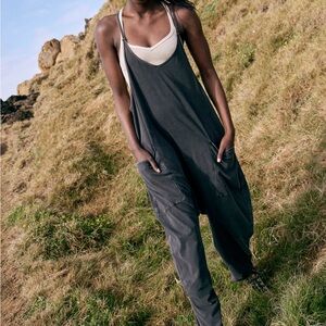 Free People Hot Shot Onesie in Washed Black NEW
